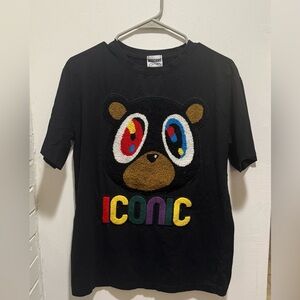 Moschino Couture Black T-Shirt with Colorful Bear and Iconic Text